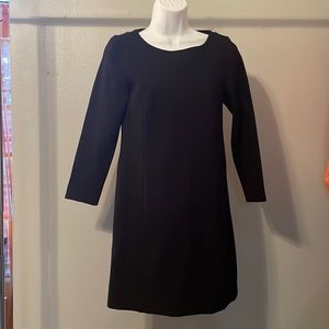 J Crew XS Black Sheath Dress with 3/4 Length Sleeves